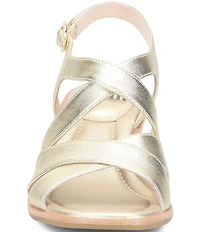 Sofft Gigi Criss-Cross Leather Wedge Slingback Sandals