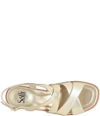 Sofft Gigi Criss-Cross Leather Wedge Slingback Sandals