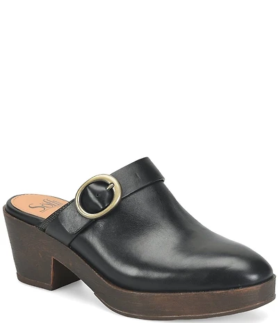 Sofft Giovanna Leather Buckle Strap Clogs