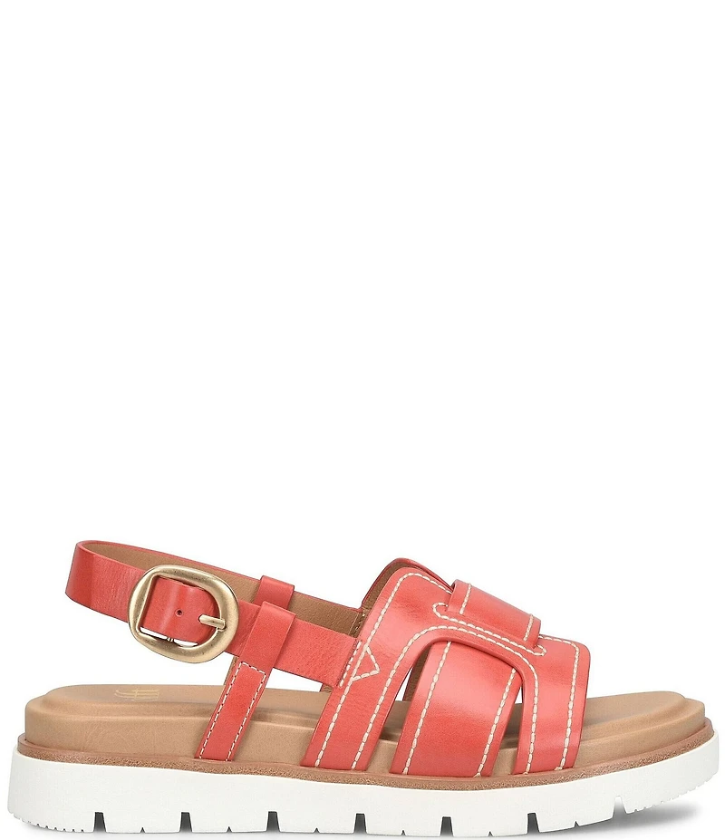 Sofft Goldie Leather Woven Strap Platform Sandals