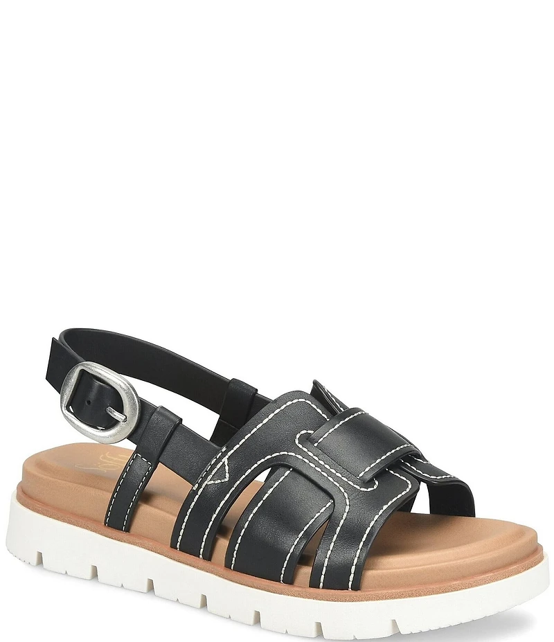 Sofft Goldie Leather Woven Strap Platform Sandals