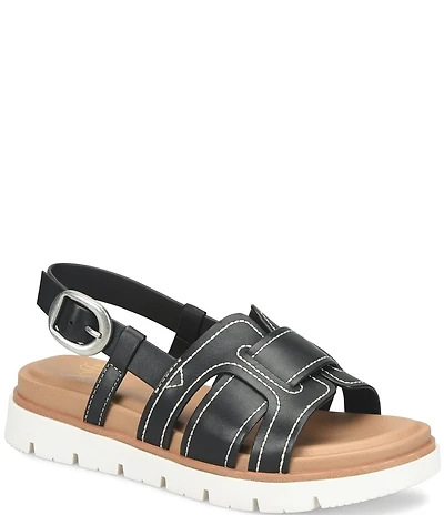 Sofft Goldie Leather Woven Strap Platform Sandals