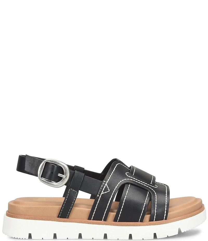 Sofft Goldie Leather Woven Strap Platform Sandals