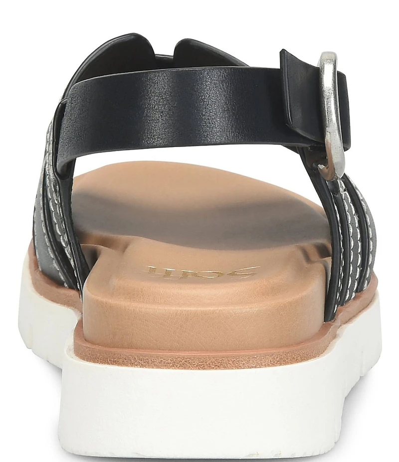 Sofft Goldie Leather Woven Strap Platform Sandals