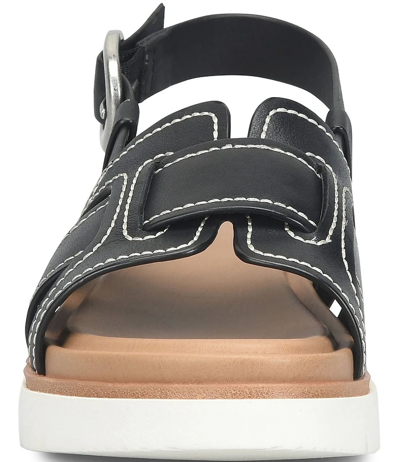 Sofft Goldie Leather Woven Strap Platform Sandals