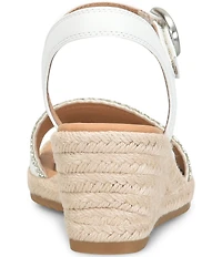 Sofft Inez II Woven Raffia Rhinestone Platform Espadrille Wedge Sandals