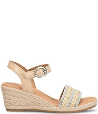 Sofft Inez II Woven Raffia Rhinestone Platform Espadrille Wedge Sandals