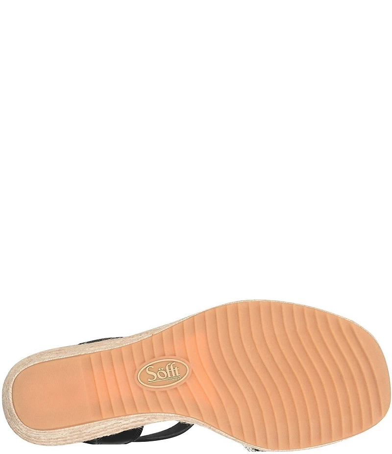 Sofft Inez II Woven Raffia Rhinestone Platform Espadrille Wedge Sandals