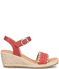 Sofft Inez Leather Woven Detail Wedge Sandals