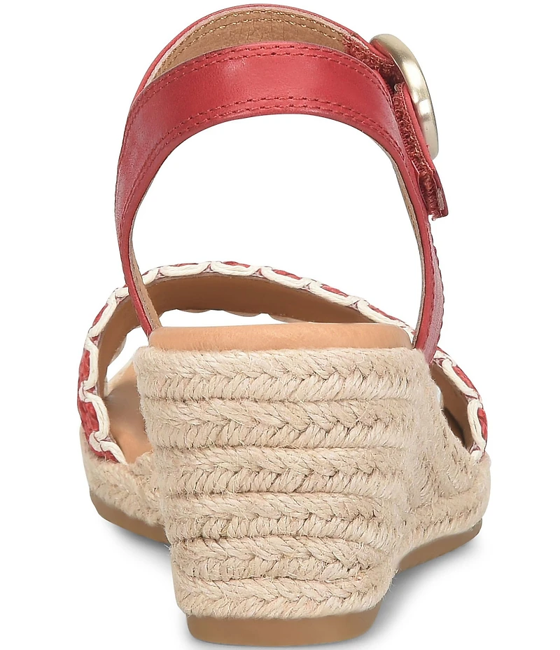 Sofft Inez Leather Woven Detail Wedge Sandals