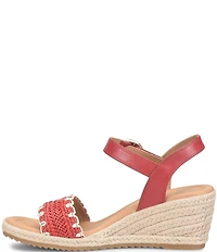 Sofft Inez Leather Woven Detail Wedge Sandals
