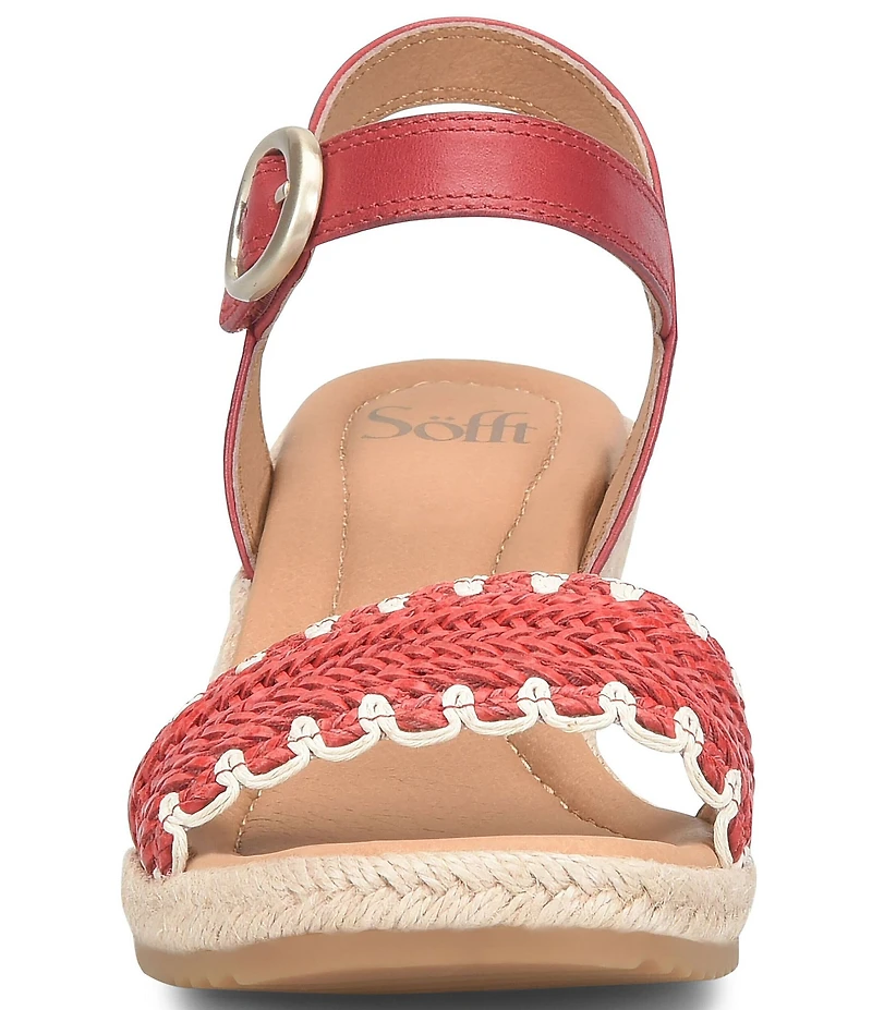 Sofft Inez Leather Woven Detail Wedge Sandals