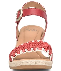 Sofft Inez Leather Woven Detail Wedge Sandals