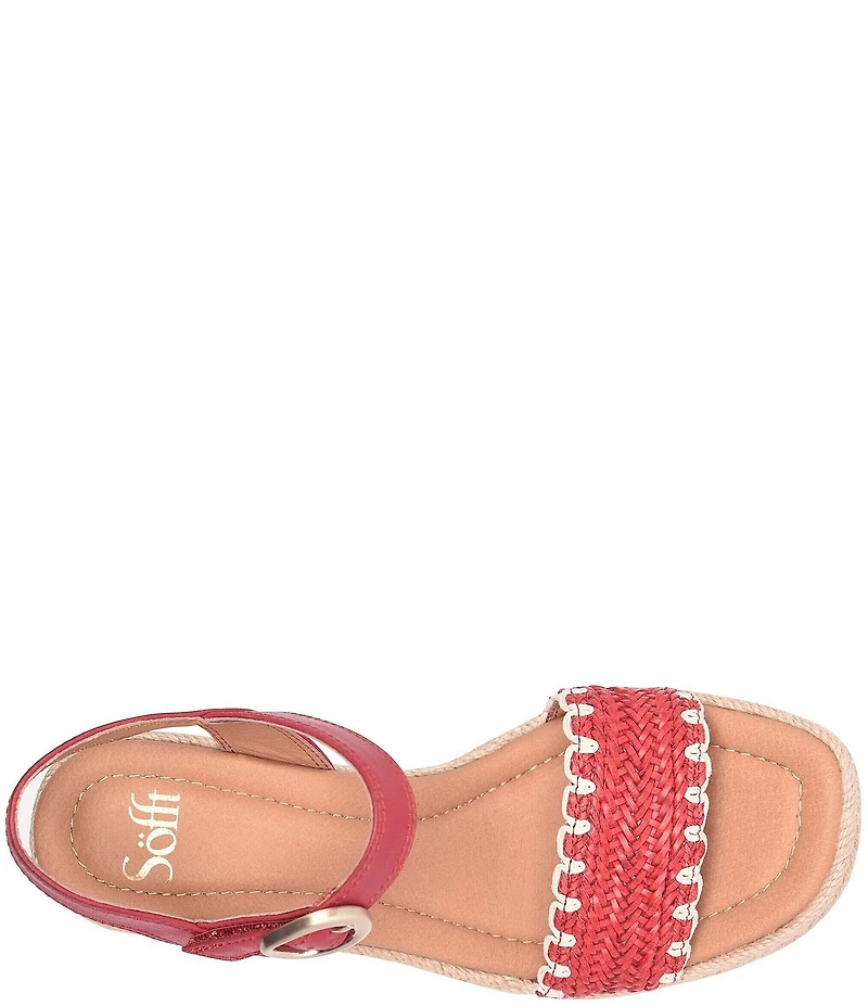 Sofft Inez Leather Woven Detail Wedge Sandals