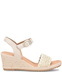 Sofft Inez Leather Woven Detail Wedge Sandals