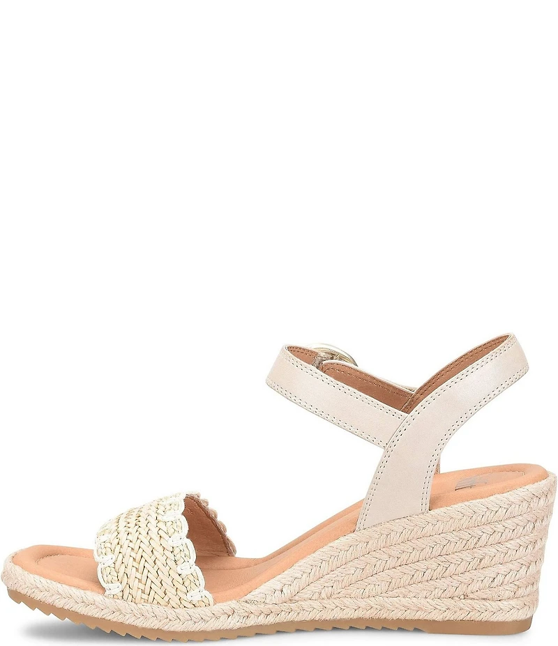 Sofft Inez Leather Woven Detail Wedge Sandals