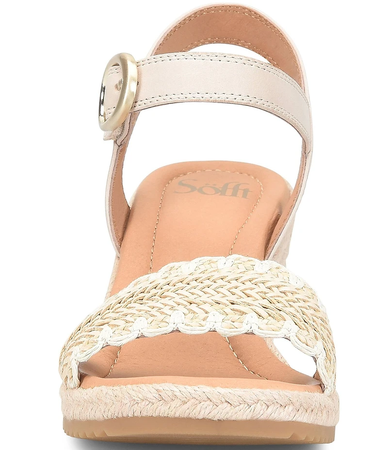 Sofft Inez Leather Woven Detail Wedge Sandals