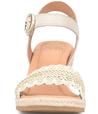Sofft Inez Leather Woven Detail Wedge Sandals
