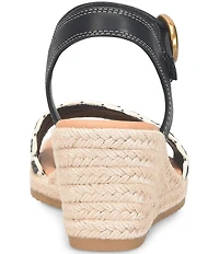 Sofft Inez Leather Woven Detail Wedge Sandals