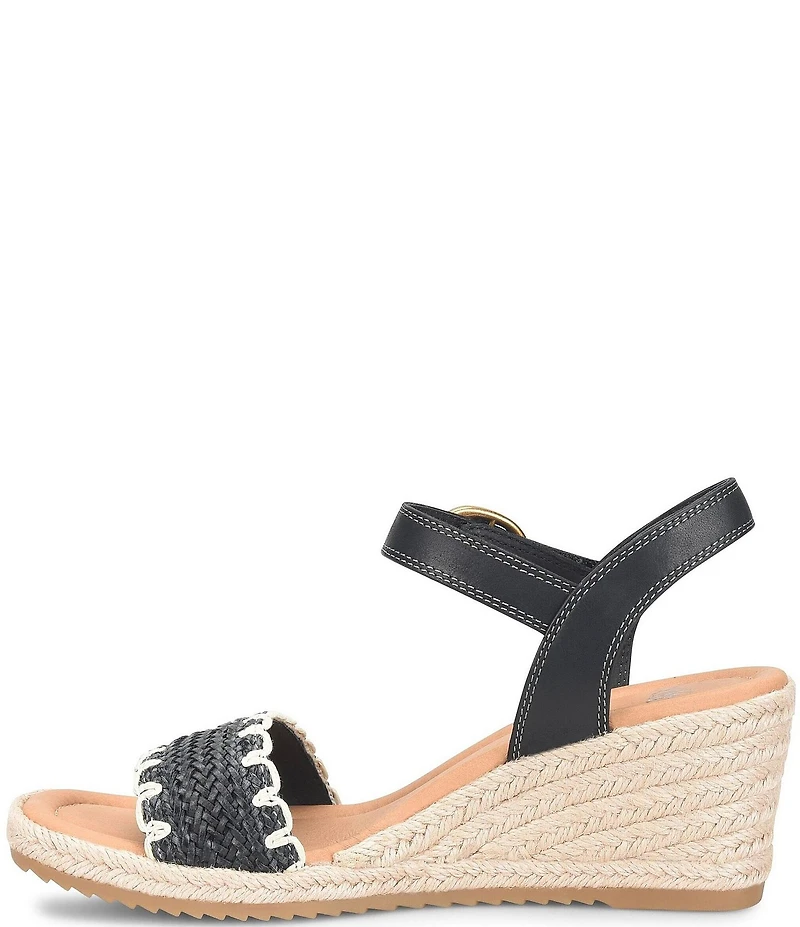 Sofft Inez Leather Woven Detail Wedge Sandals