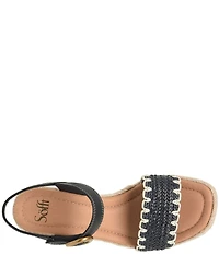 Sofft Inez Leather Woven Detail Wedge Sandals