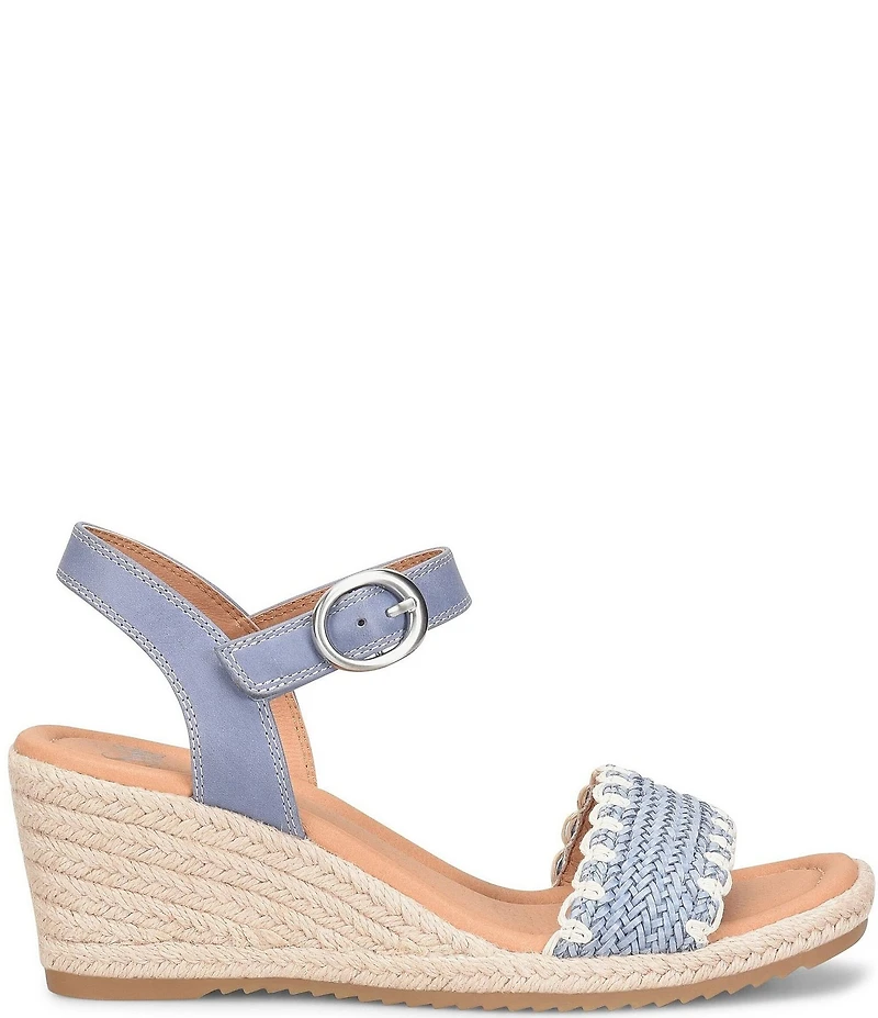 Sofft Inez Leather Woven Detail Wedge Sandals