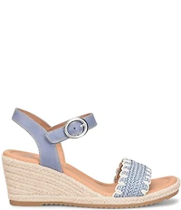 Sofft Inez Leather Woven Detail Wedge Sandals
