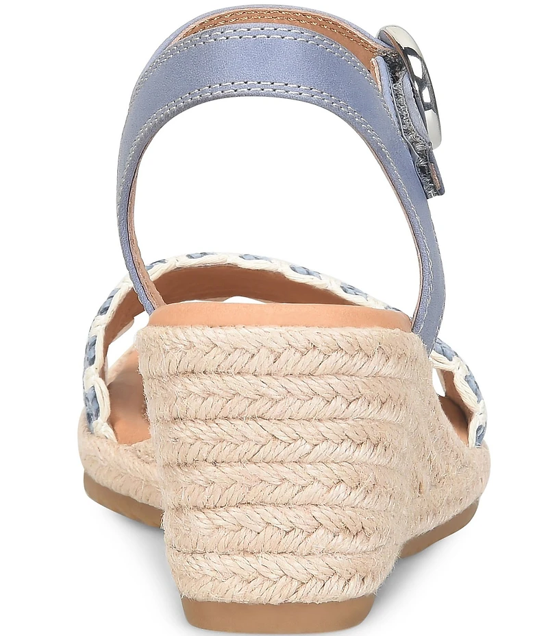 Sofft Inez Leather Woven Detail Wedge Sandals