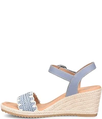 Sofft Inez Leather Woven Detail Wedge Sandals