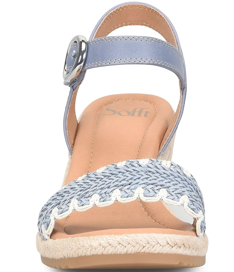 Sofft Inez Leather Woven Detail Wedge Sandals