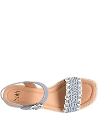 Sofft Inez Leather Woven Detail Wedge Sandals