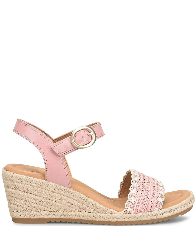 Sofft Inez Leather Woven Detail Wedge Sandals