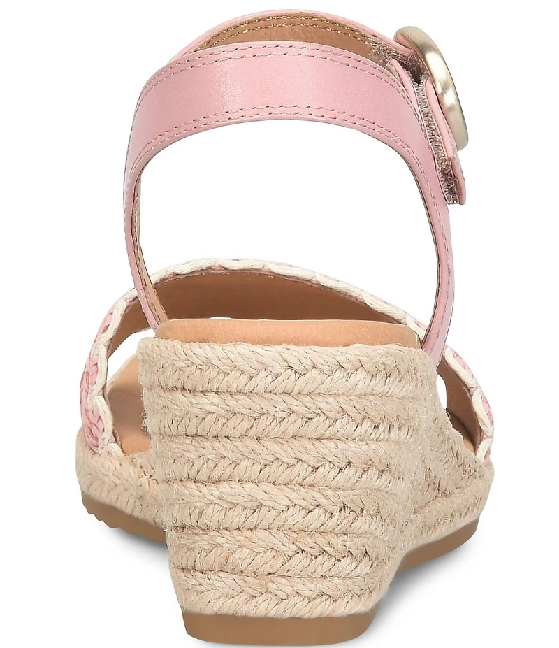 Sofft Inez Leather Woven Detail Wedge Sandals