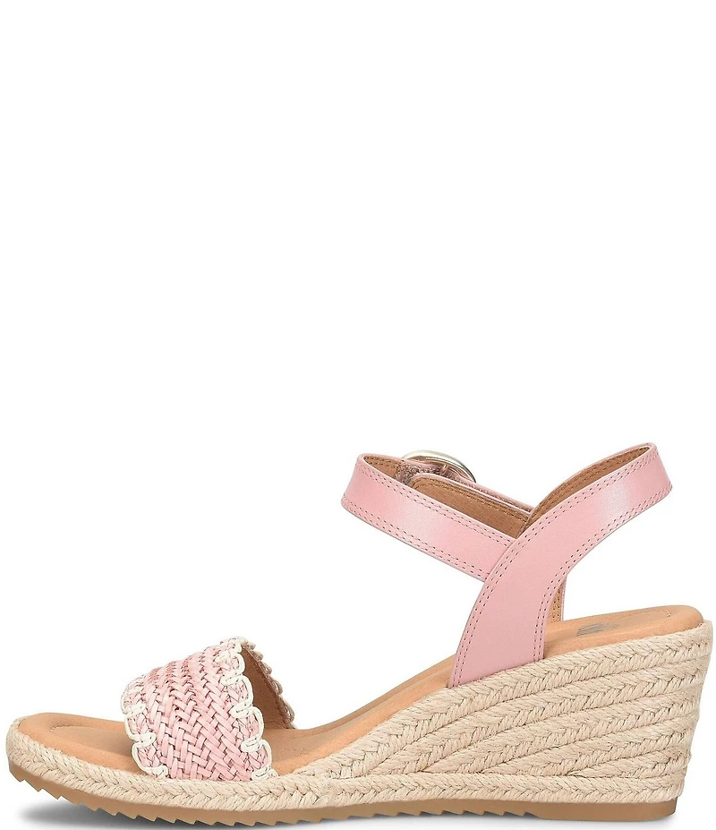 Sofft Inez Leather Woven Detail Wedge Sandals