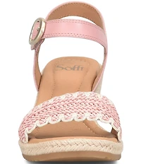 Sofft Inez Leather Woven Detail Wedge Sandals