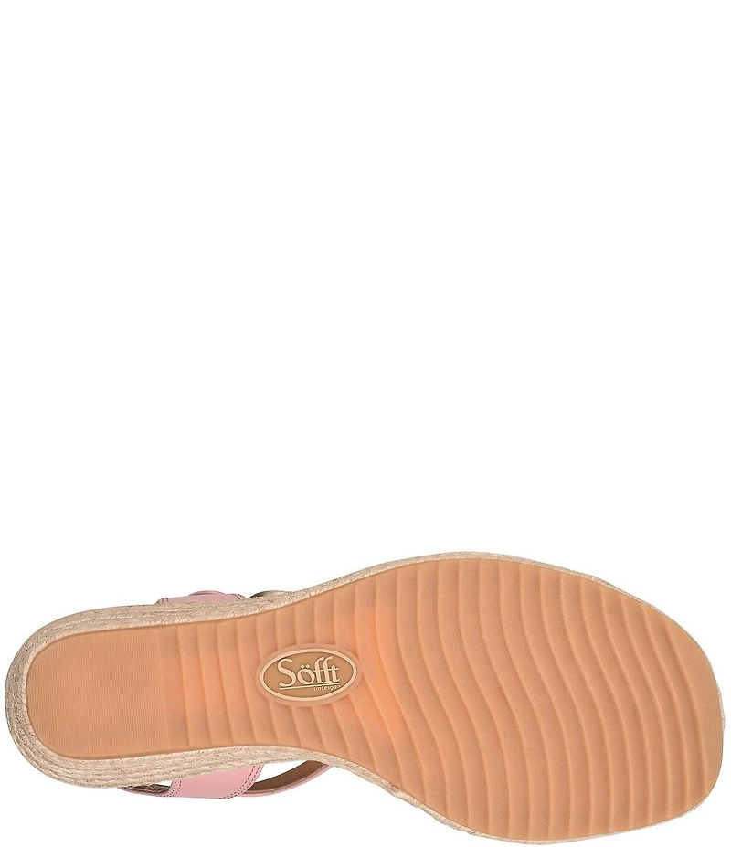 Sofft Inez Leather Woven Detail Wedge Sandals