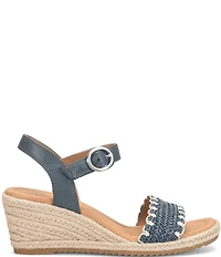Sofft Inez Leather Woven Detail Wedge Sandals