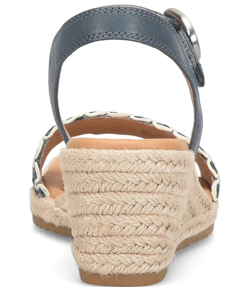 Sofft Inez Leather Woven Detail Wedge Sandals