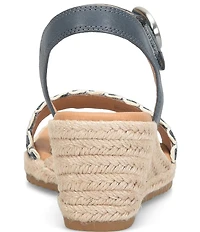 Sofft Inez Leather Woven Detail Wedge Sandals