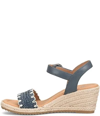 Sofft Inez Leather Woven Detail Wedge Sandals