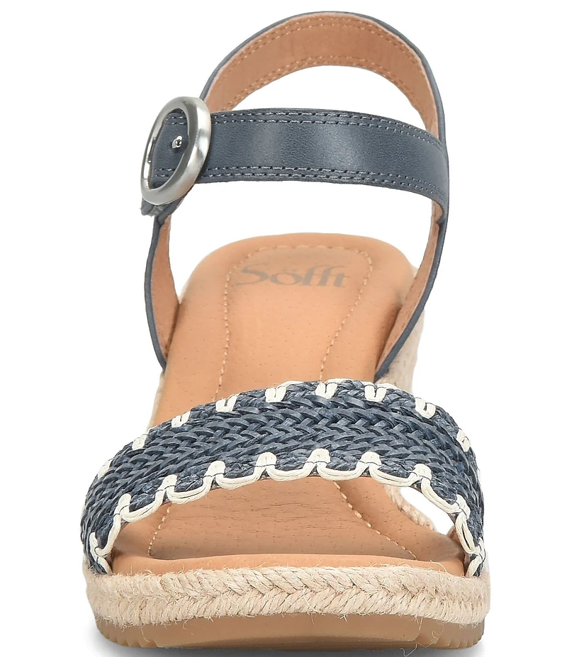 Sofft Inez Leather Woven Detail Wedge Sandals