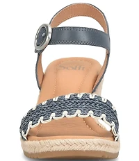 Sofft Inez Leather Woven Detail Wedge Sandals