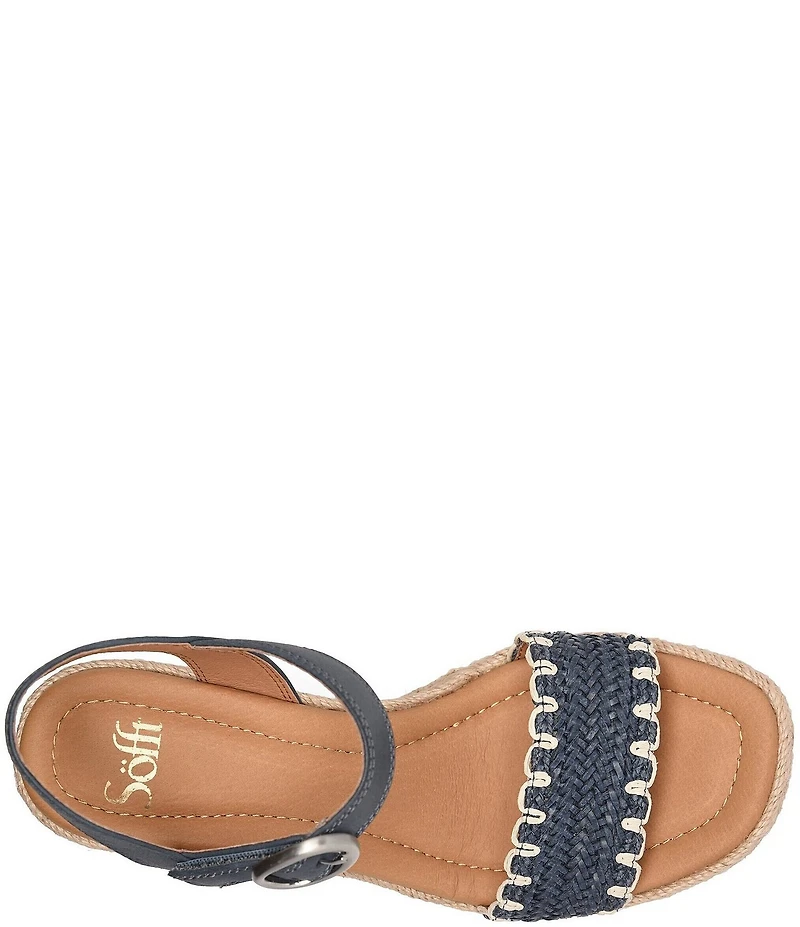 Sofft Inez Leather Woven Detail Wedge Sandals