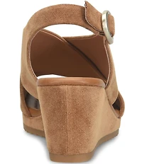 Sofft Isabeth Suede Cross Banded Slingback Wedge Sandals