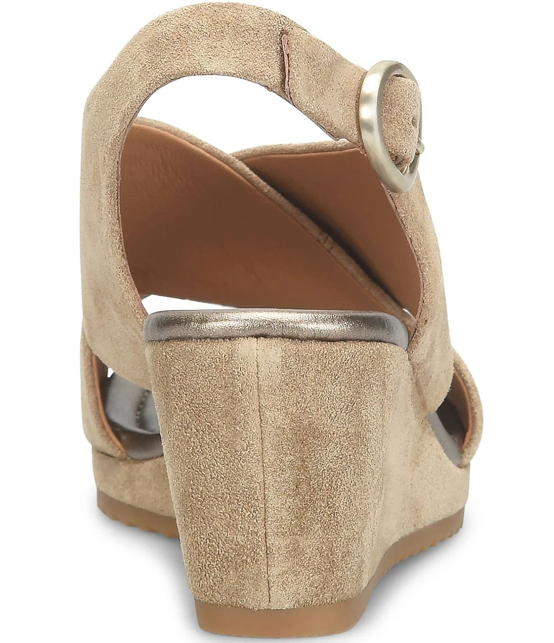 Sofft Isabeth Suede Cross Banded Slingback Wedge Sandals