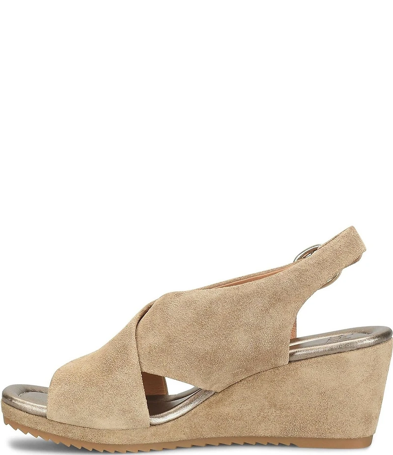 Sofft Isabeth Suede Cross Banded Slingback Wedge Sandals