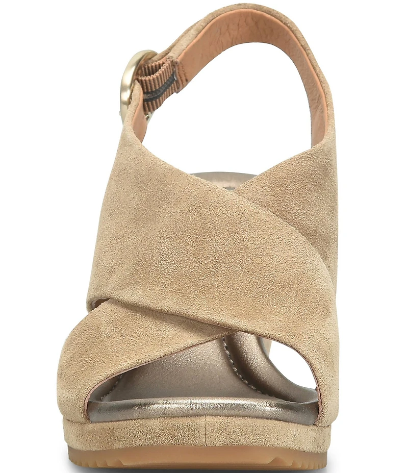 Sofft Isabeth Suede Cross Banded Slingback Wedge Sandals