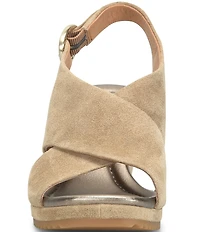 Sofft Isabeth Suede Cross Banded Slingback Wedge Sandals