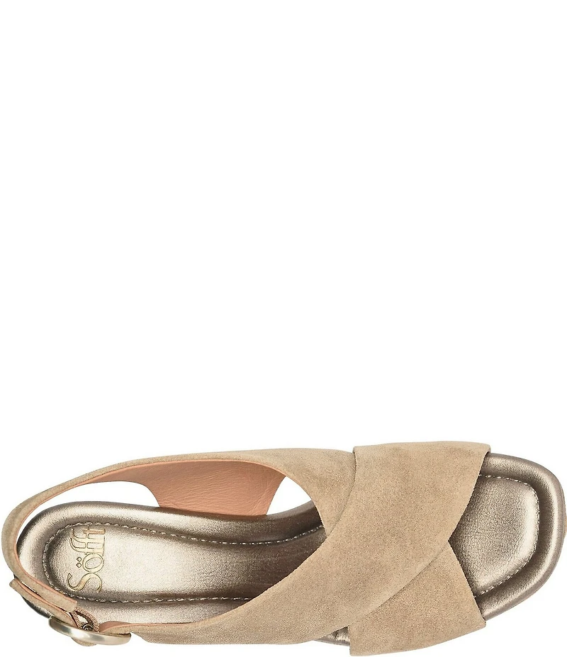 Sofft Isabeth Suede Cross Banded Slingback Wedge Sandals