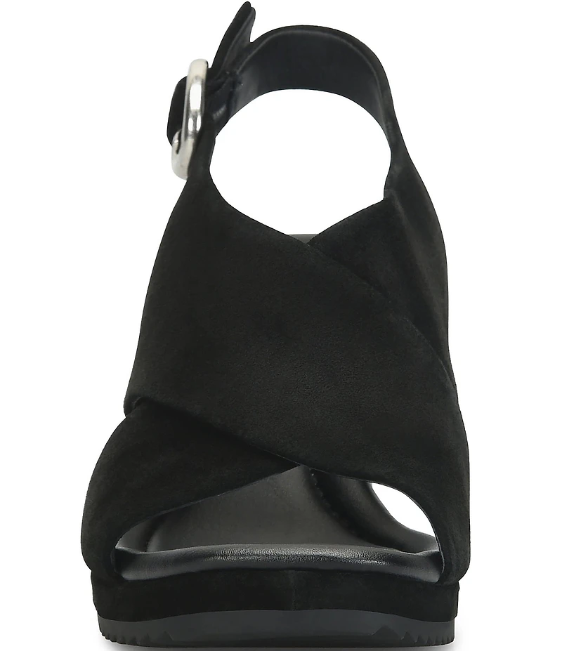 Sofft Isabeth Suede Cross Banded Slingback Wedge Sandals